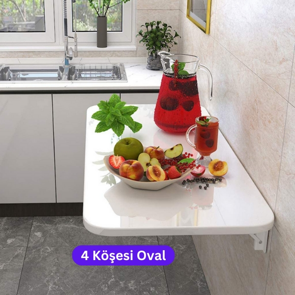 Parlak%20Beyaz%20Oval%20Köşeli%20Duvara%20Monte%20Kırma%20Katlanır%20Masa